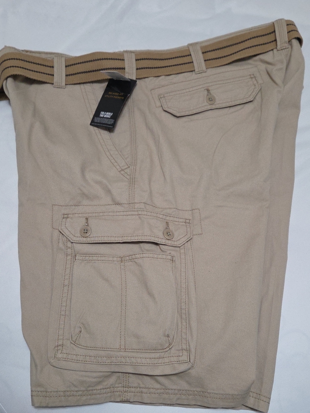 Lee Men's Khaki Cargo Shorts with Belt